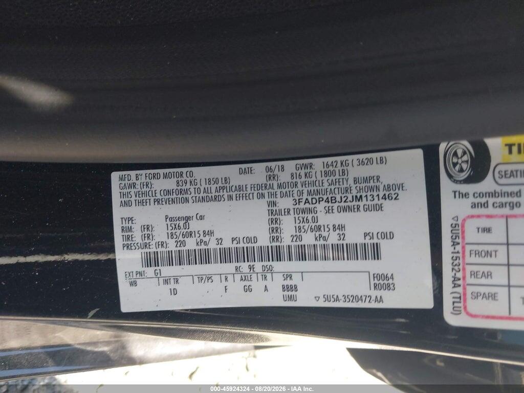 3FADP4BJ2JM131462 2018 FORD FIESTA photo no. 9