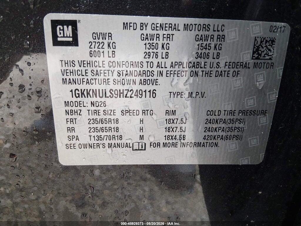 1GKKNULS9HZ249116 2017 GMC ACADIA photo no. 9