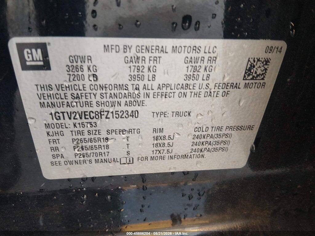 1GTV2VEC8FZ152340 2015 GMC SIERRA 1500 photo no. 9
