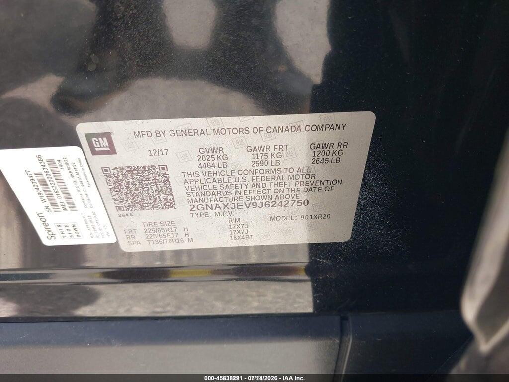 2GNAXJEV9J6242750 2018 CHEVROLET EQUINOX photo no. 9