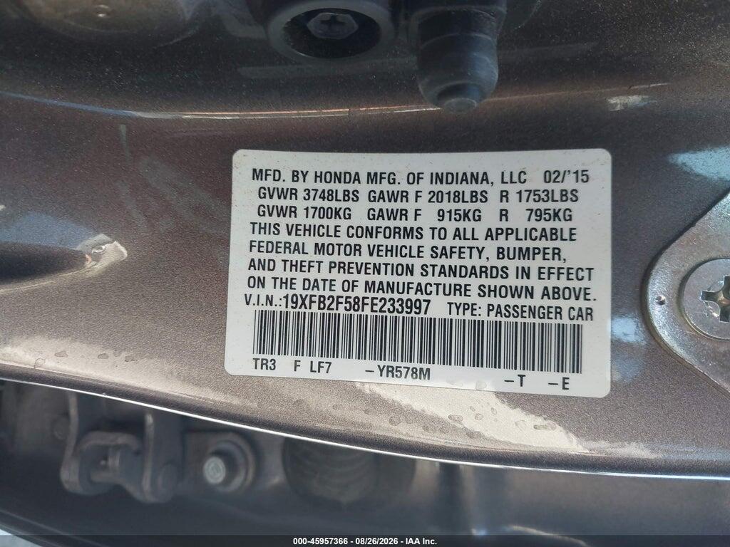 19XFB2F58FE233997 2015 HONDA CIVIC photo no. 9