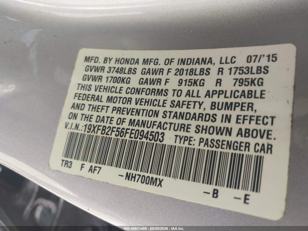 19XFB2F56FE094503 2015 HONDA CIVIC photo no. 9