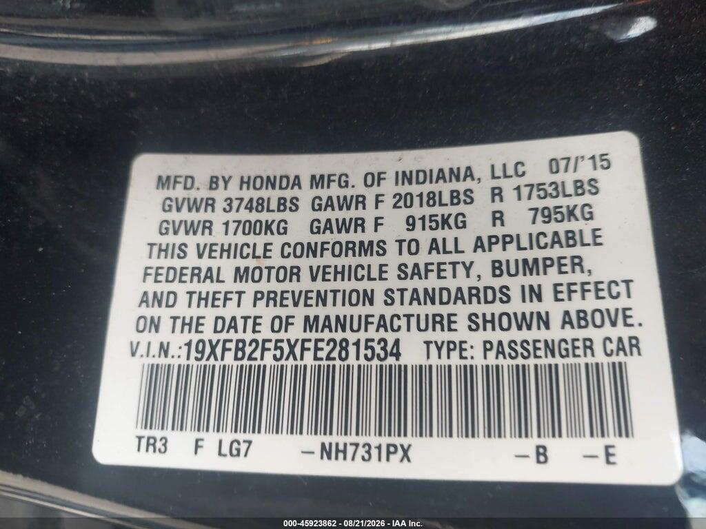 19XFB2F5XFE281534 2015 HONDA CIVIC photo no. 9