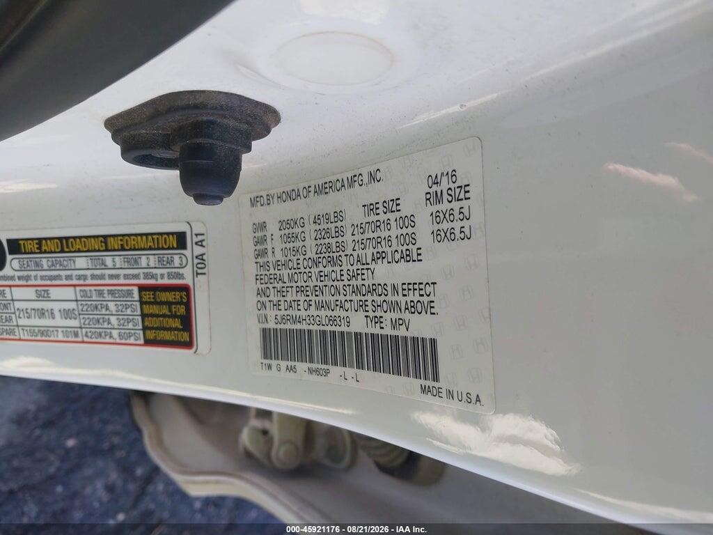 5J6RM4H33GL066319 2016 HONDA CR-V photo no. 9