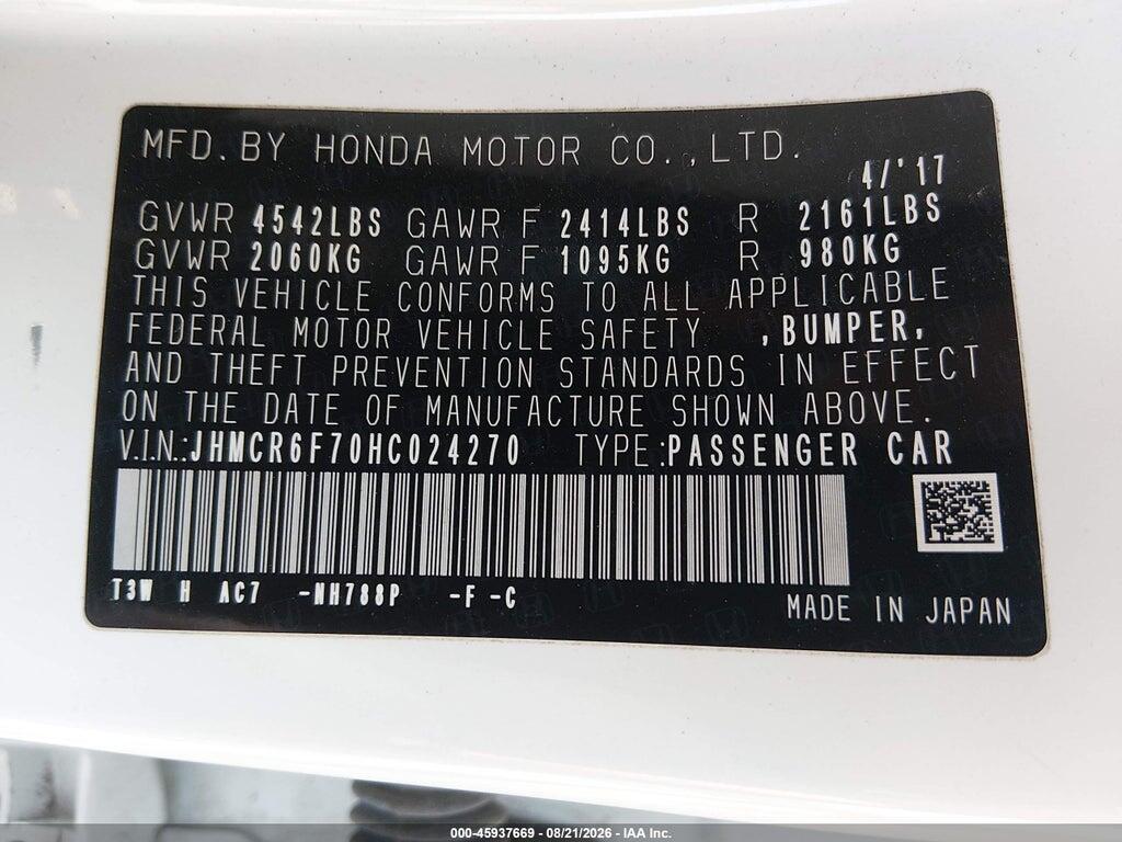 JHMCR6F70HC024270 2017 HONDA ACCORD HYBRID photo no. 9