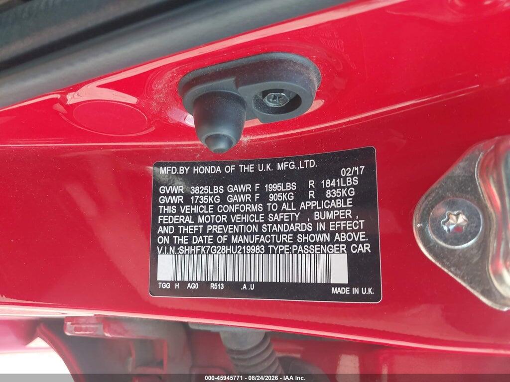 SHHFK7G28HU219983 2017 HONDA CIVIC photo no. 9