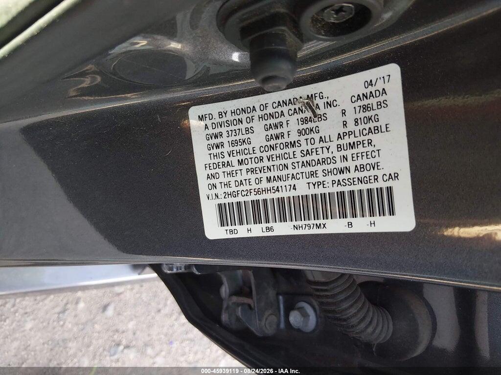2HGFC2F56HH541174 2017 HONDA CIVIC photo no. 9