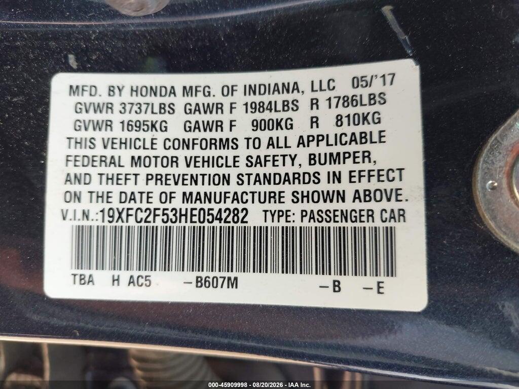 19XFC2F53HE054282 2017 HONDA CIVIC photo no. 9