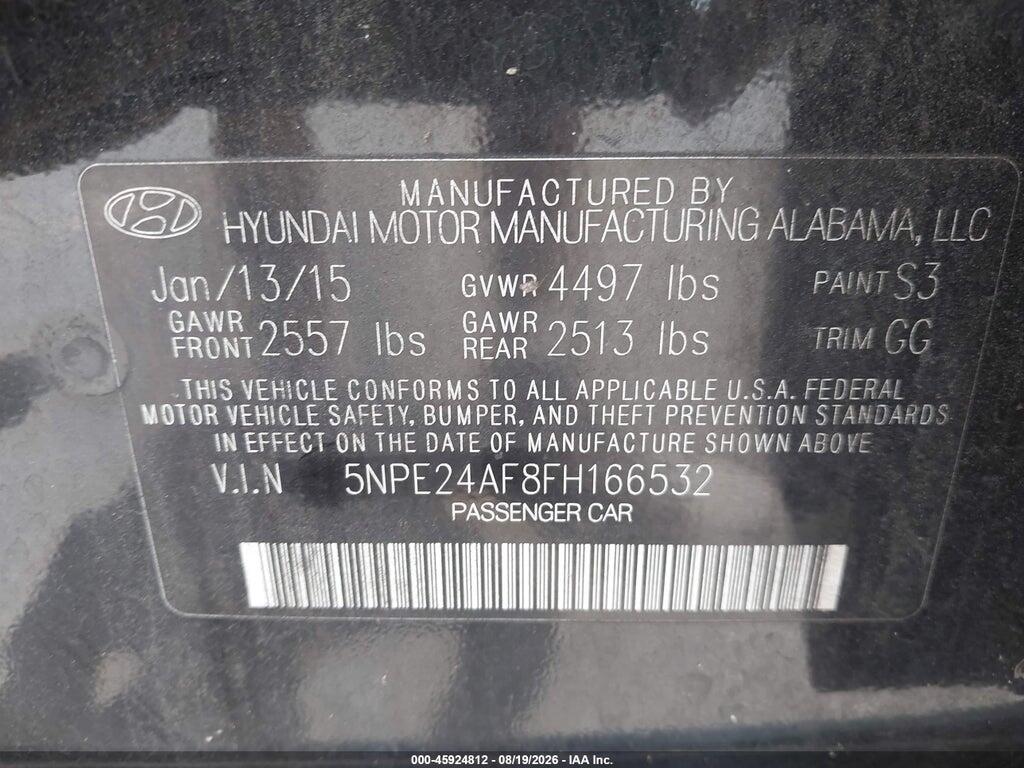5NPE24AF8FH166532 2015 HYUNDAI SONATA photo no. 9