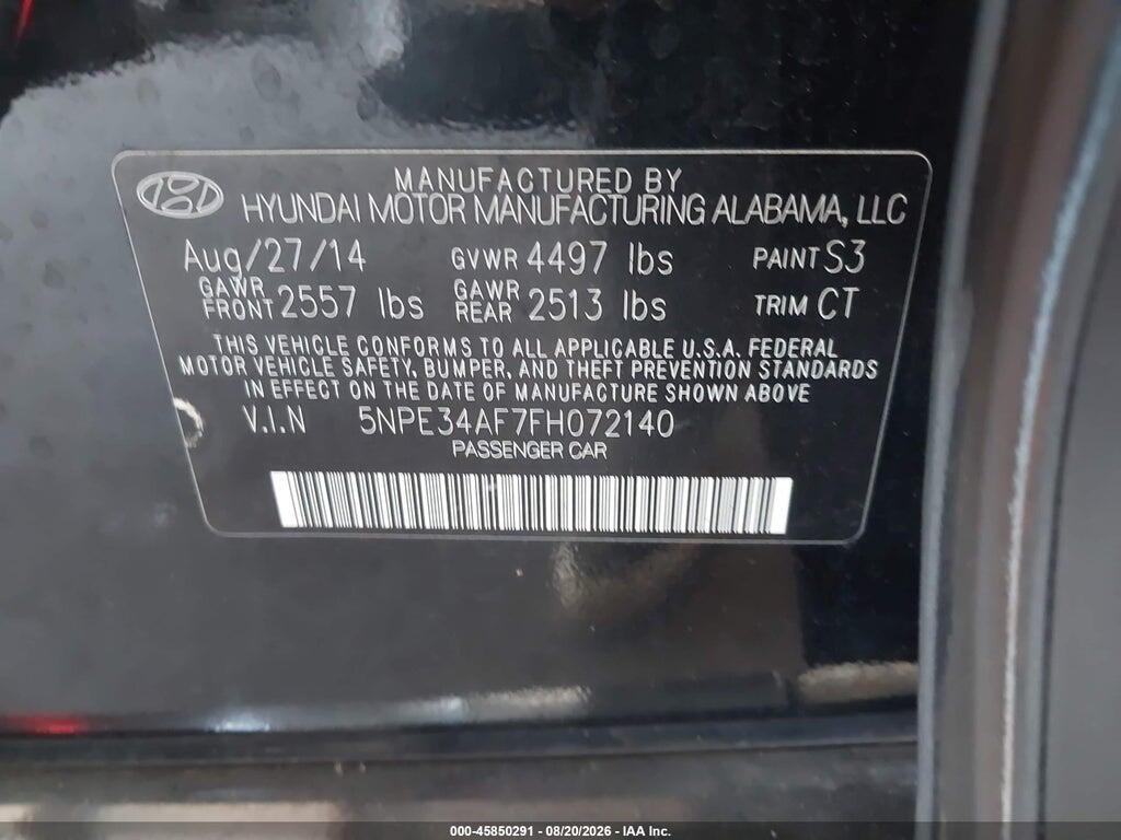 5NPE34AF7FH072140 2015 HYUNDAI SONATA photo no. 9
