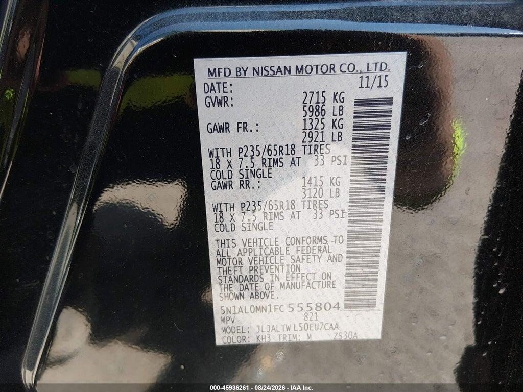 5N1AL0MN1FC555804 2015 INFINITI QX60 photo no. 9
