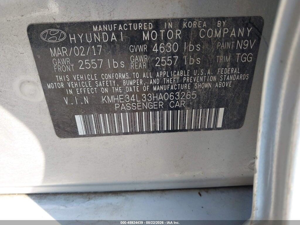 KMHE34L33HA063265 2017 HYUNDAI SONATA HYBRID photo no. 9