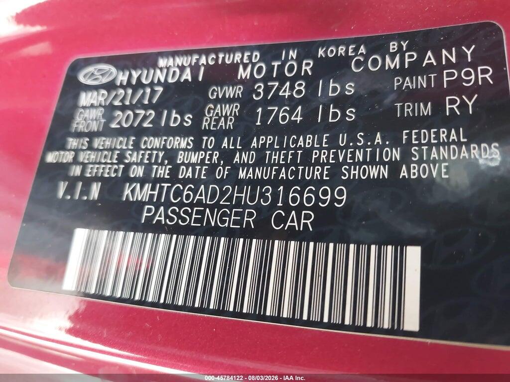 KMHTC6AD2HU316699 2017 HYUNDAI VELOSTER photo no. 9