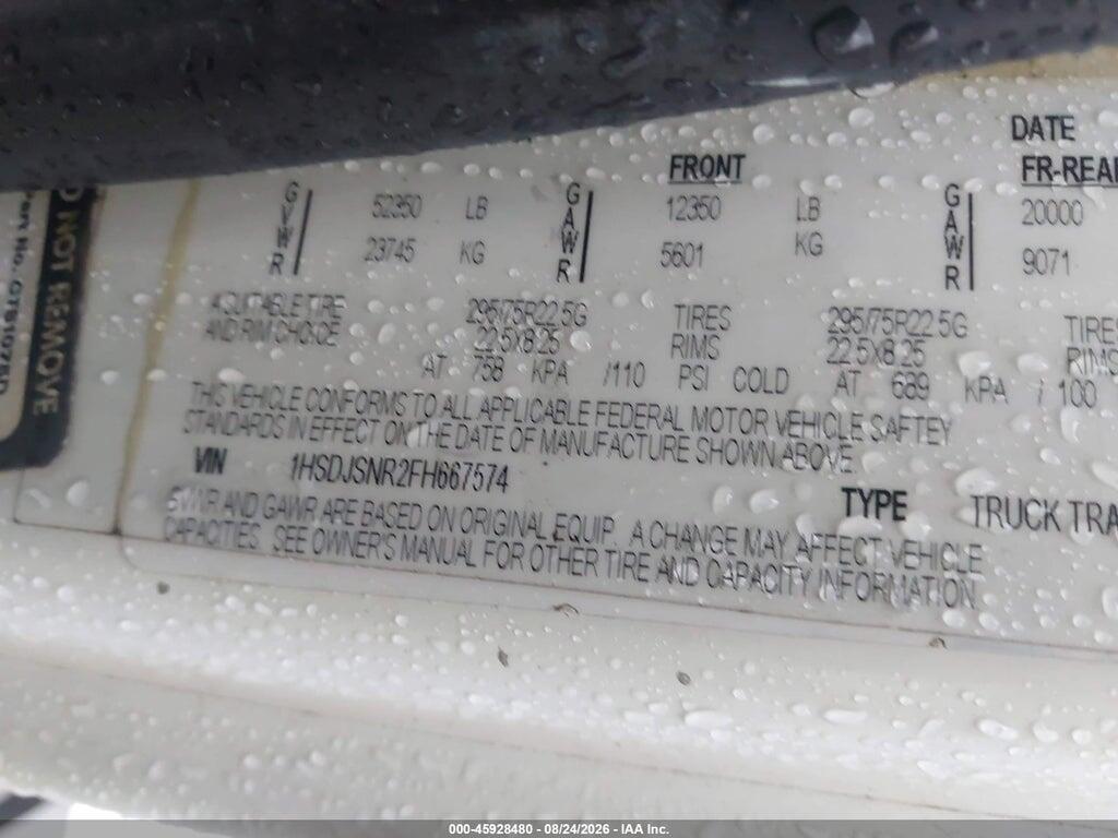 1HSDJSNR2FH667574 2015 INTERNATIONAL PROSTAR photo no. 8