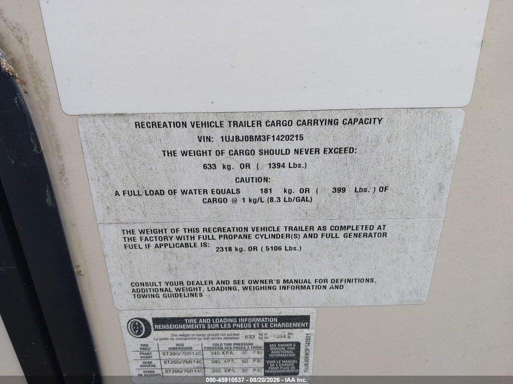1UJBJ0BM3F1420215 2015 JAYCO OTHER photo no. 9