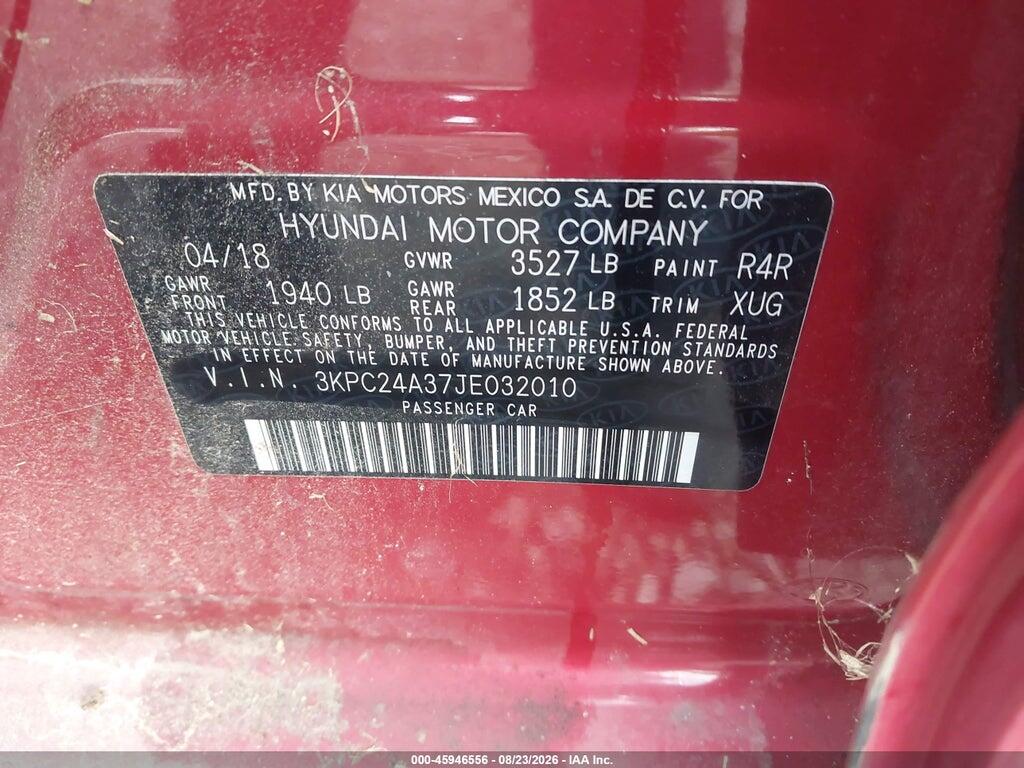 3KPC24A37JE032010 2018 HYUNDAI ACCENT photo no. 9