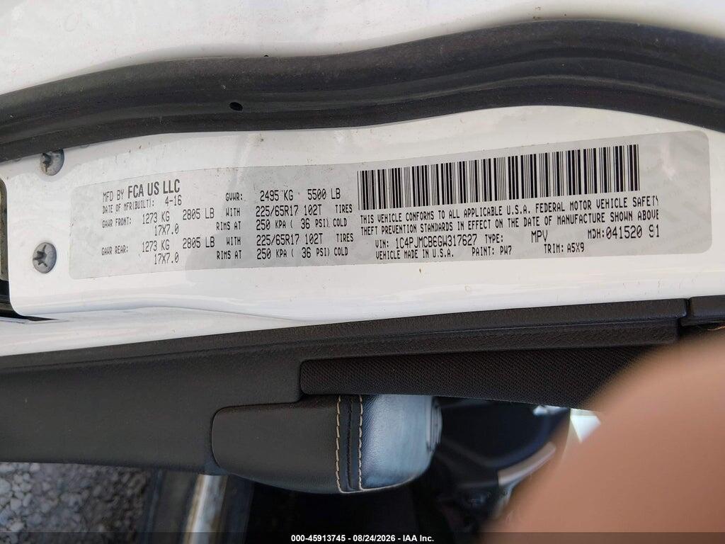 1C4PJMCB6GW317627 2016 JEEP CHEROKEE photo no. 9