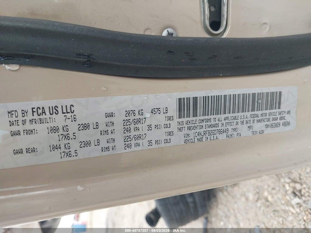 1C4NJRFB2GD786449 2016 JEEP PATRIOT photo no. 9