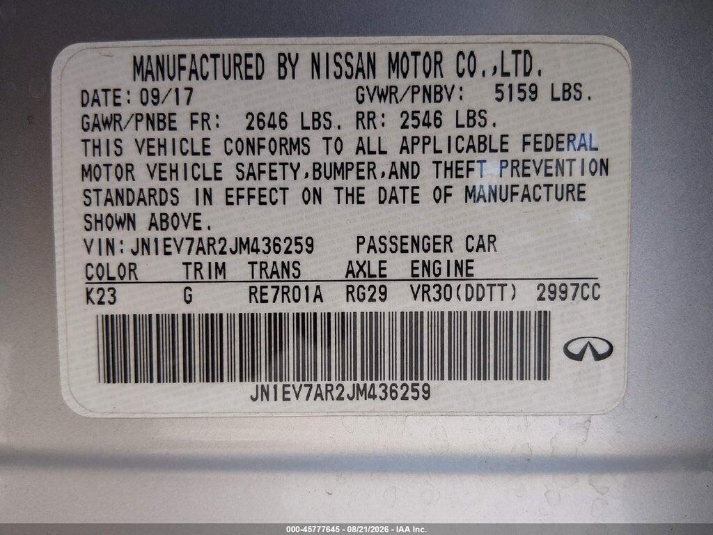 JN1EV7AR2JM436259 2018 INFINITI Q50 photo no. 9