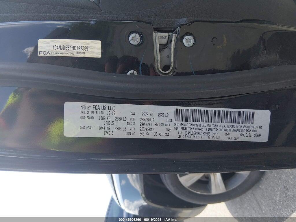 1C4NJDEB1HD192389 2017 JEEP COMPASS photo no. 9