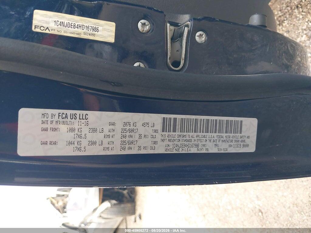 1C4NJDEB4HD167986 2017 JEEP COMPASS photo no. 9