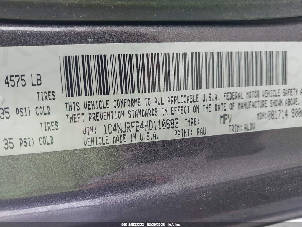 1C4NJRFB4HD110683 2017 JEEP PATRIOT photo no. 9