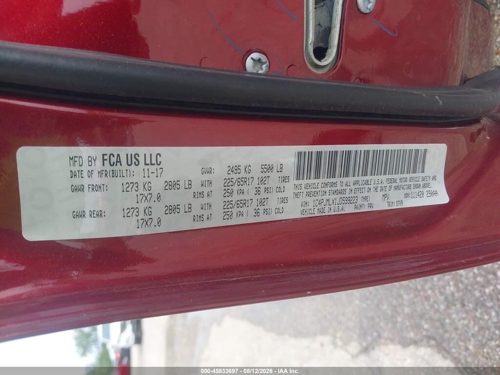 1C4PJMLX1JD599223 2018 JEEP CHEROKEE photo no. 9