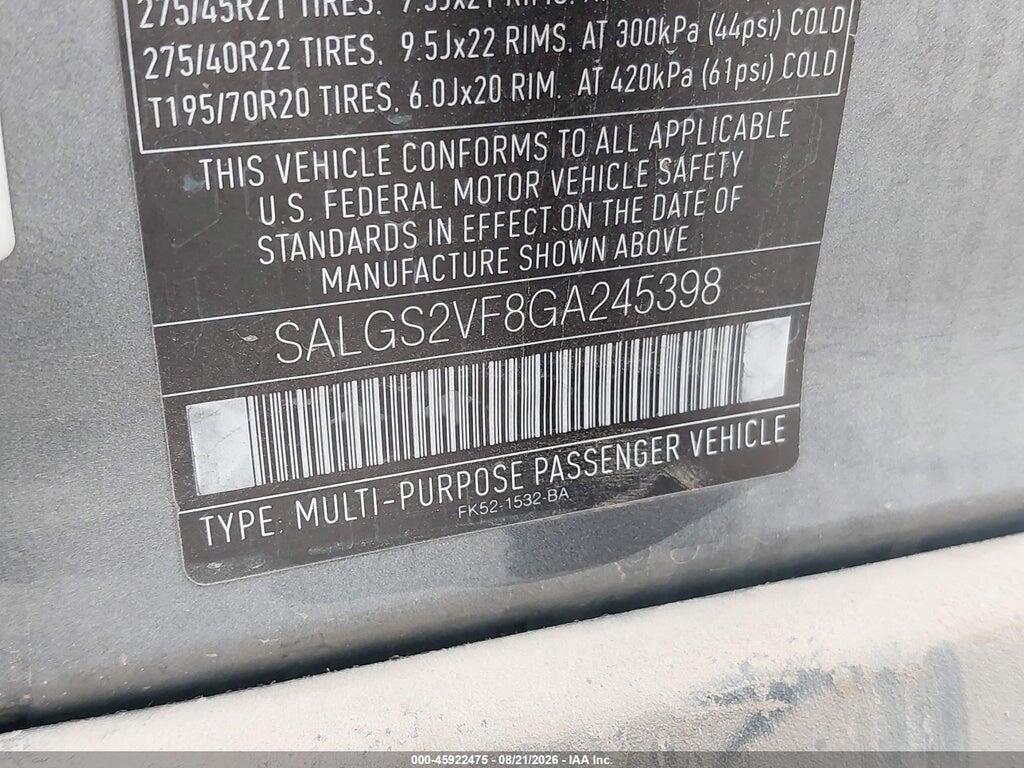 SALGS2VF8GA245398 2016 LAND ROVER RANGE ROVER photo no. 9