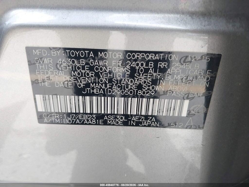 JTHBA1D29G5018029 2016 LEXUS IS 200T photo no. 9