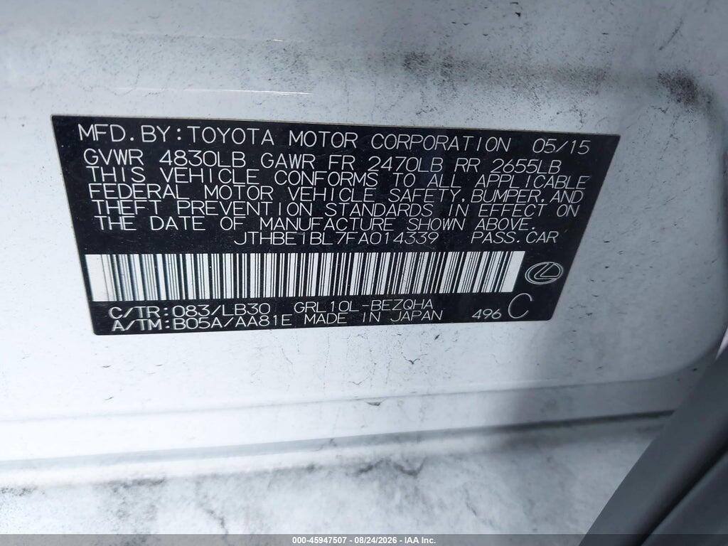 JTHBE1BL7FA014339 2015 LEXUS GS 350 photo no. 9