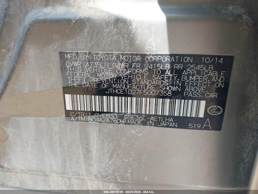 JTHCE1D27F5007358 2015 LEXUS IS 350 photo no. 9