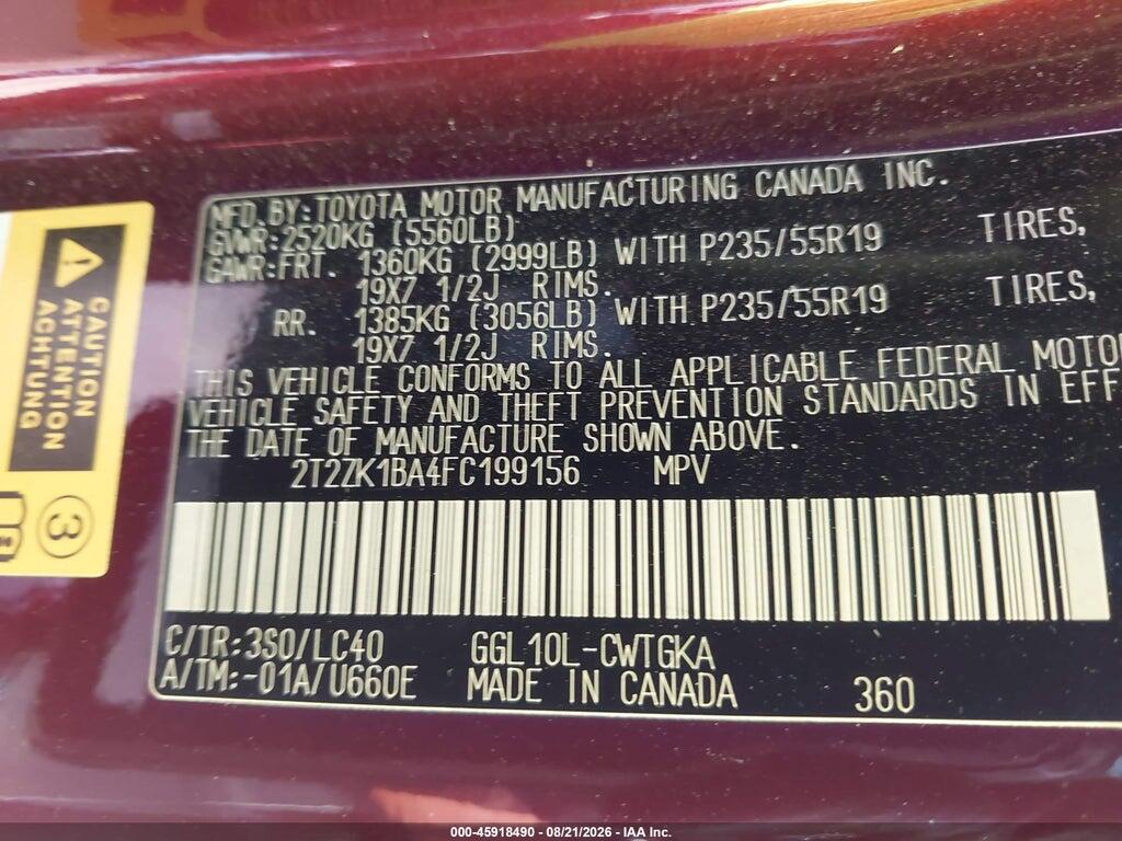 2T2ZK1BA4FC199156 2015 LEXUS RX 350 photo no. 9