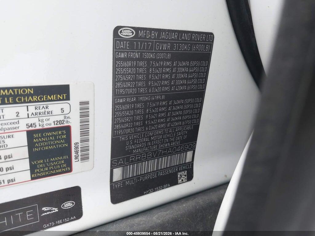 SALRRBBV7HA046909 2017 LAND ROVER DISCOVERY photo no. 9