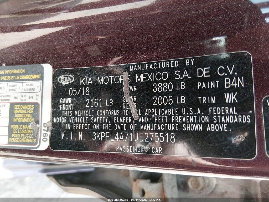 3KPFL4A71JE275518 2018 KIA FORTE photo no. 9