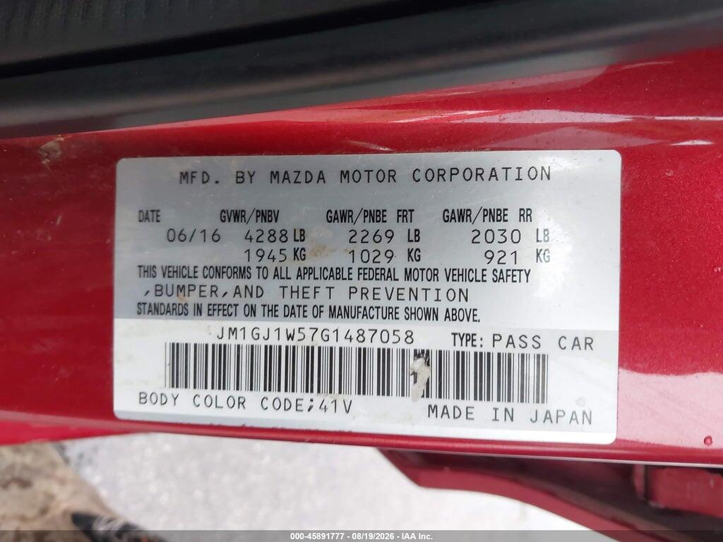 JM1GJ1W57G1487058 2016 MAZDA MAZDA6 photo no. 9