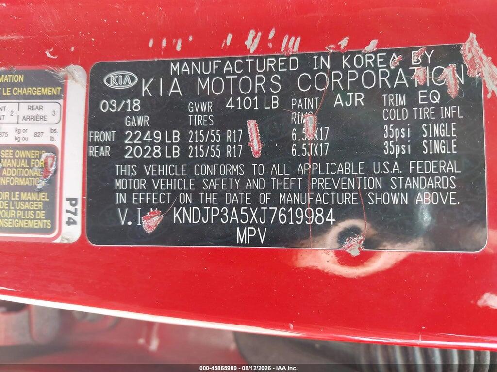 KNDJP3A5XJ7619984 2018 KIA SOUL photo no. 9