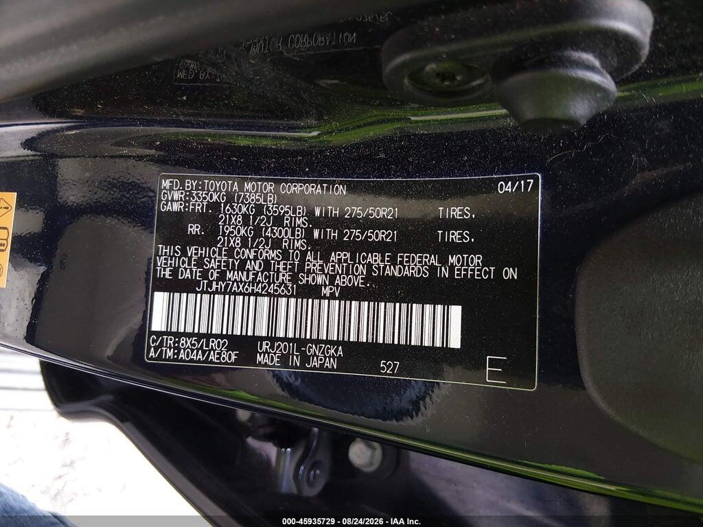 JTJHY7AX6H4245631 2017 LEXUS LX 570 photo no. 9