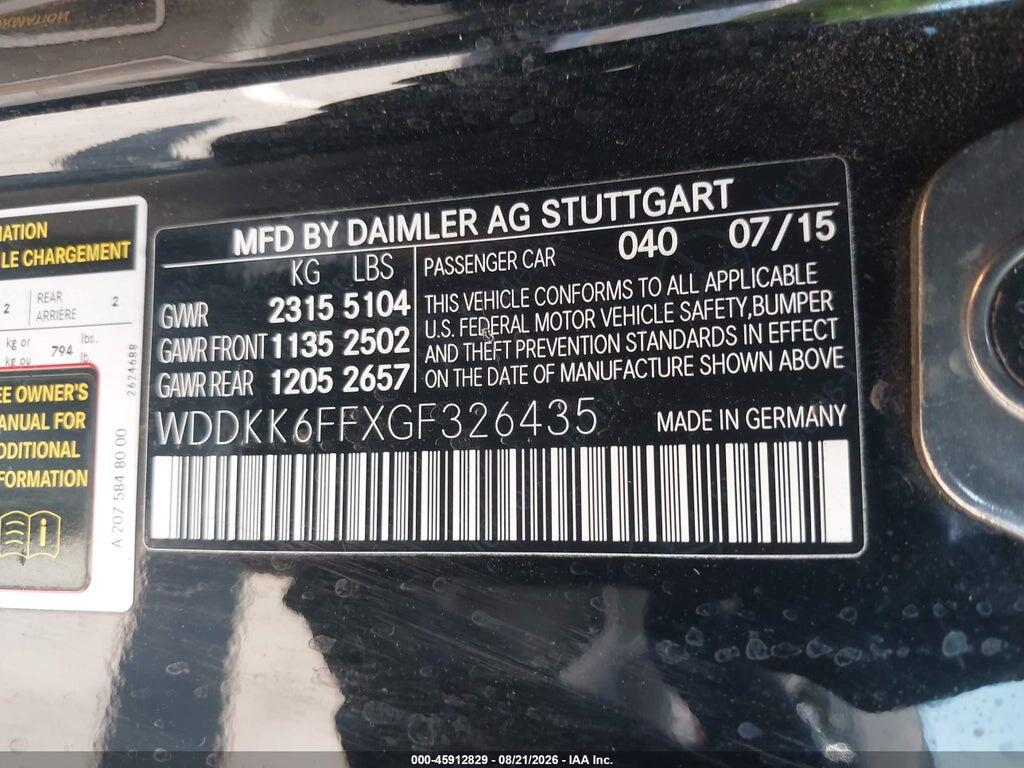 WDDKK6FFXGF326435 2016 MERCEDES-BENZ E 400 photo no. 9