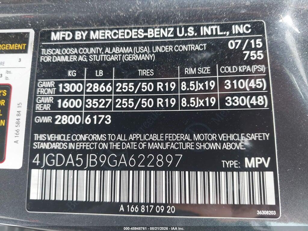 4JGDA5JB9GA622897 2016 MERCEDES-BENZ GLE 350 photo no. 9