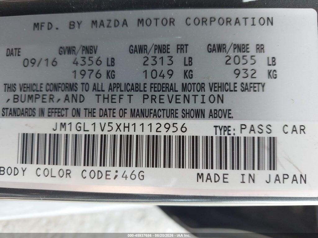 JM1GL1V5XH1112956 2017 MAZDA MAZDA6 photo no. 9