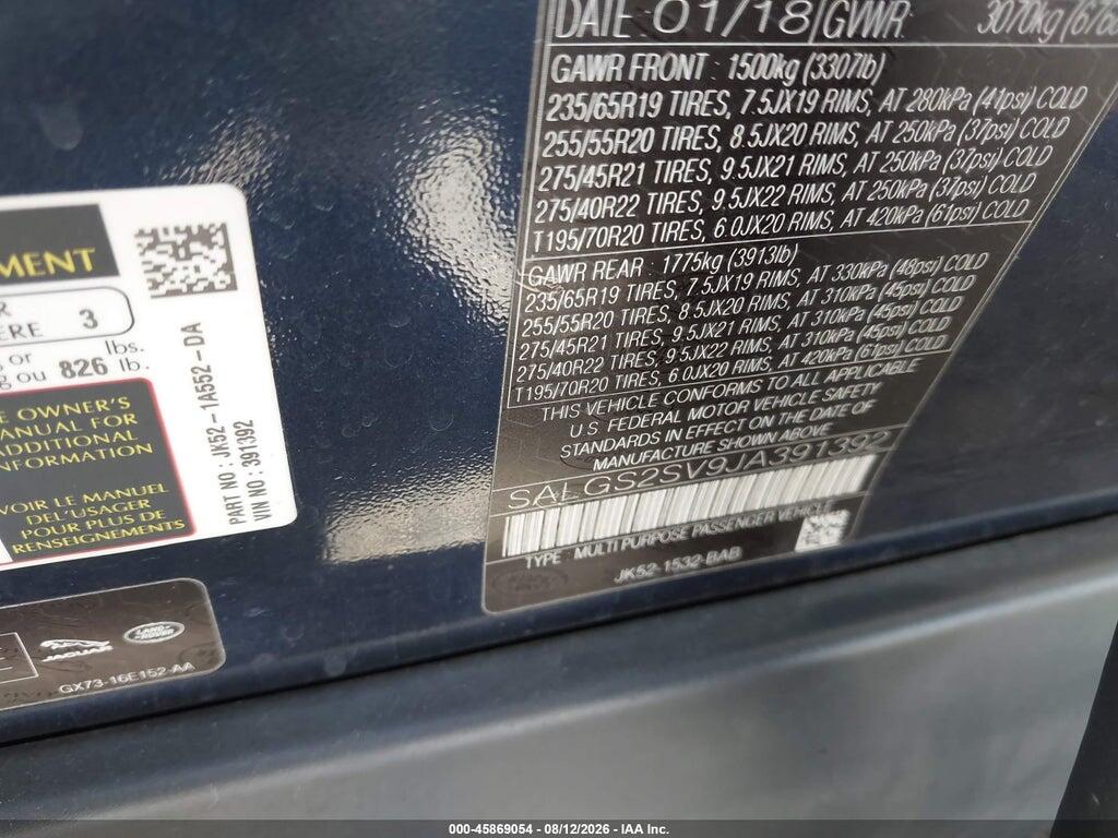 SALGS2SV9JA391392 2018 LAND ROVER RANGE ROVER photo no. 9