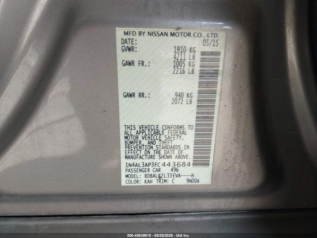 1N4AL3AP3FC443684 2015 NISSAN ALTIMA photo no. 9