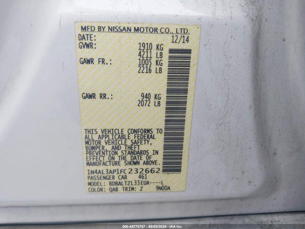 1N4AL3AP1FC232662 2015 NISSAN ALTIMA photo no. 9