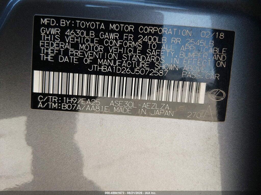 JTHBA1D26J5072587 2018 LEXUS IS 300 photo no. 9