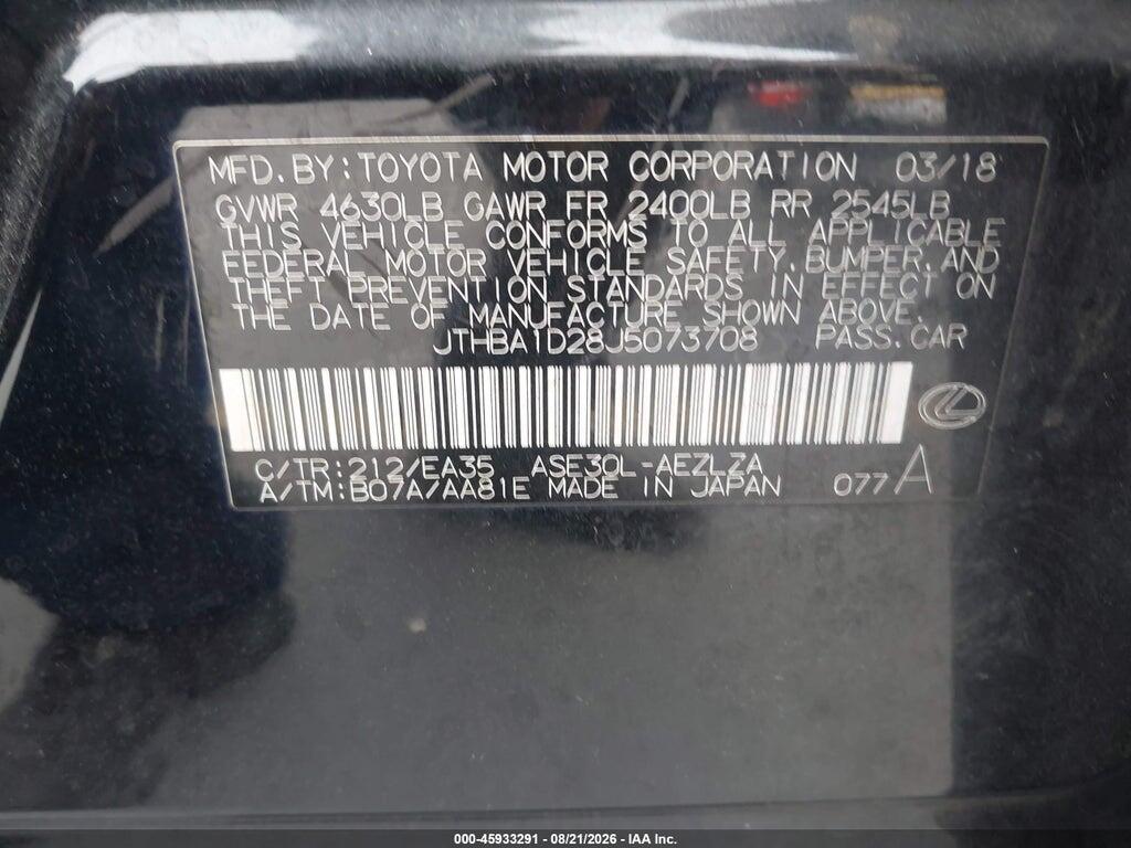 JTHBA1D28J5073708 2018 LEXUS IS 300 photo no. 9