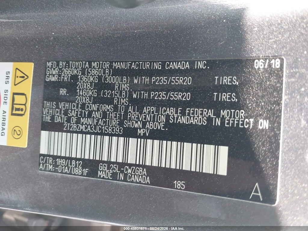 2T2BZMCA3JC158393 2018 LEXUS RX 350 photo no. 9