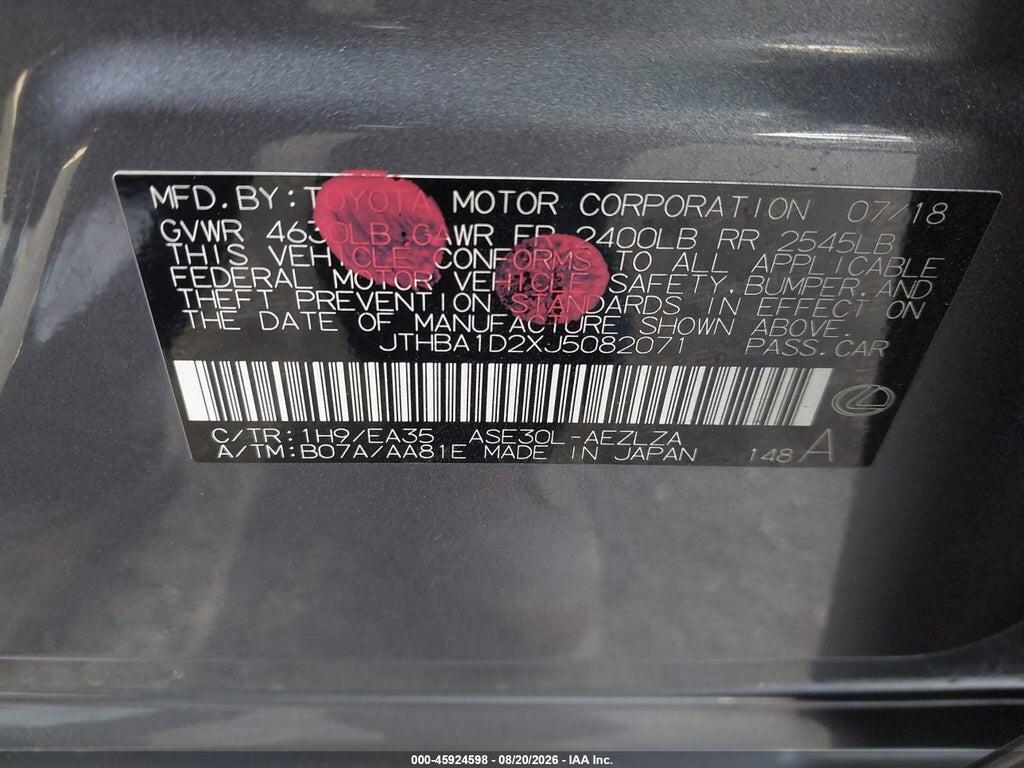 JTHBA1D2XJ5082071 2018 LEXUS IS 300 photo no. 9
