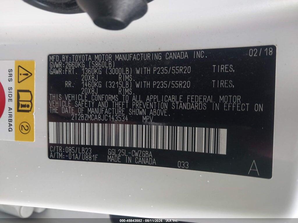 2T2BZMCA8JC143534 2018 LEXUS RX 350 photo no. 9