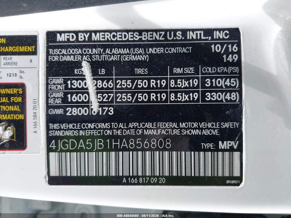 4JGDA5JB1HA856808 2017 MERCEDES-BENZ GLE 350 photo no. 9