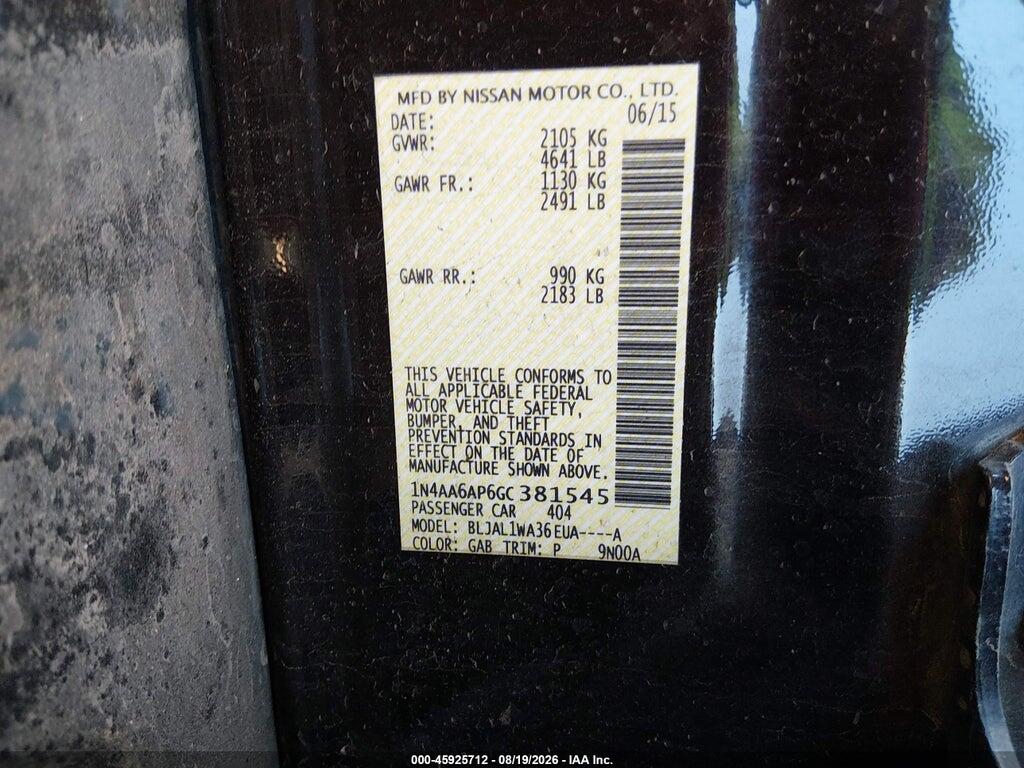 1N4AA6AP6GC381545 2016 NISSAN MAXIMA photo no. 9